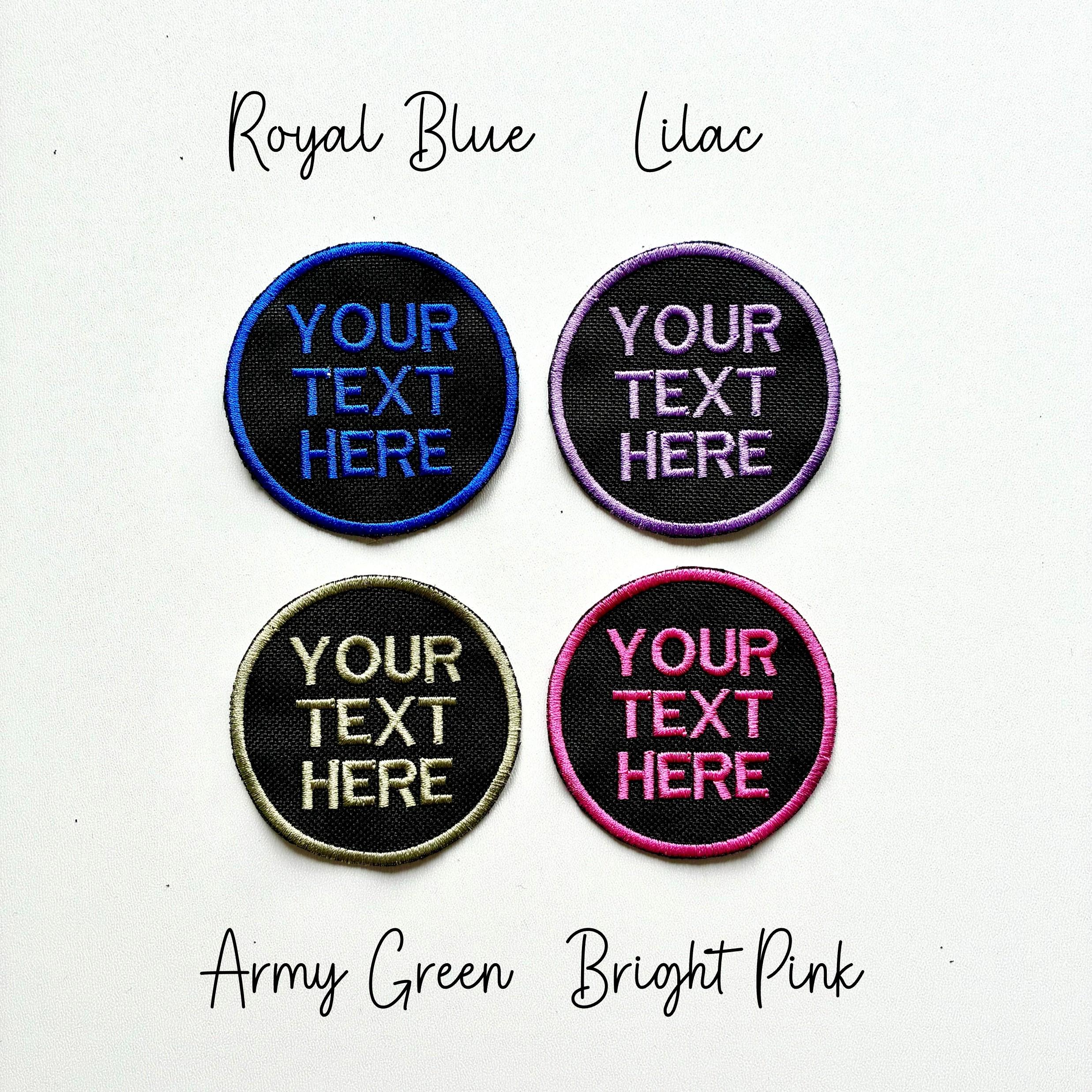 Personalised Embroidered Text Circle Patch Iron On & Sew On Custom Name Badge