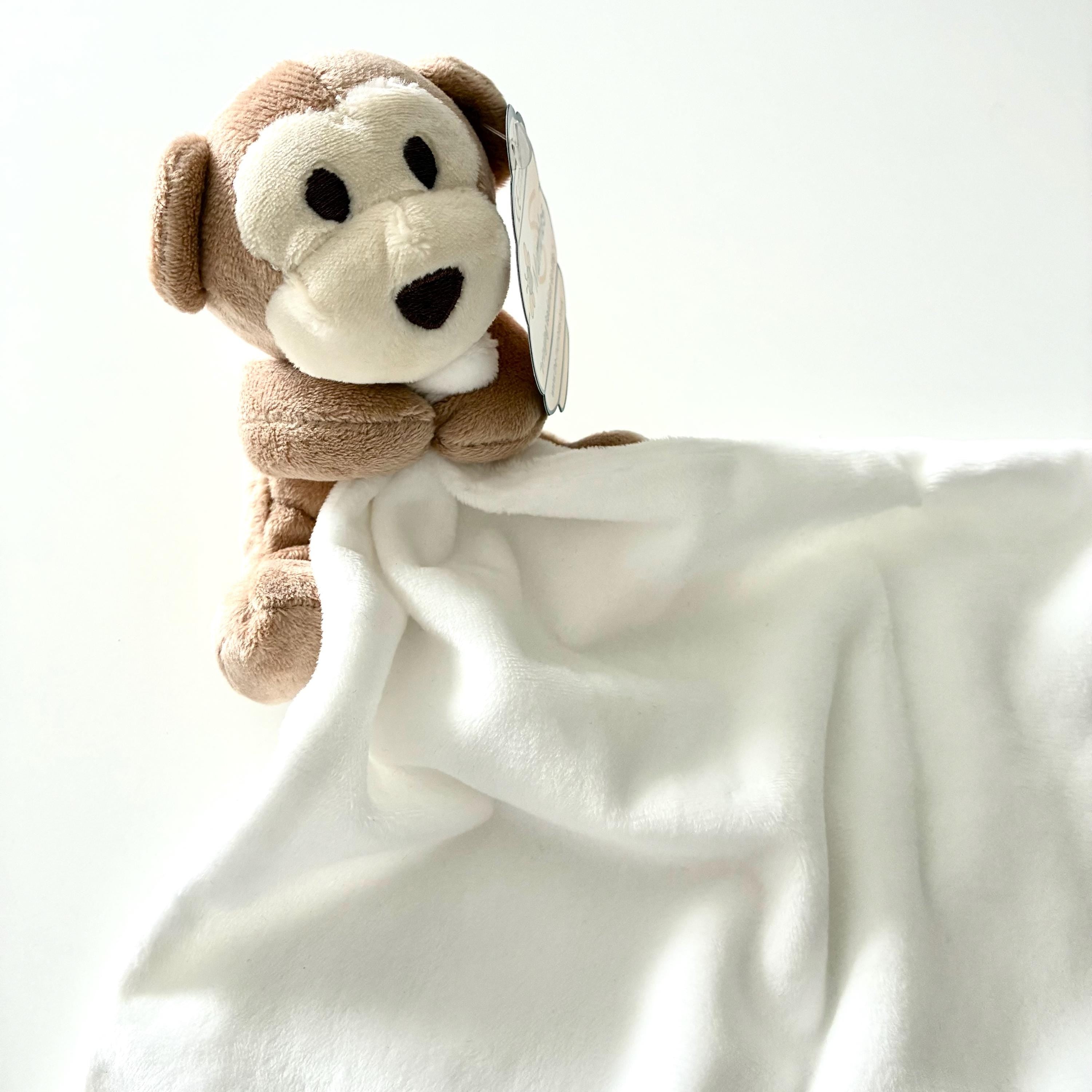 Embroidered Personalised Monkey Plush Comforter Cuddly Blanket Keepsake Gift