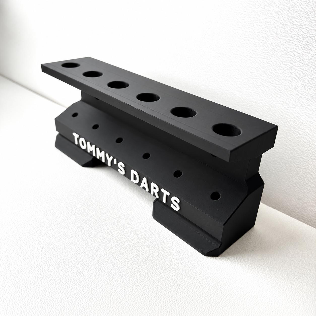 Personalised 6-Slot Darts Holder Name Text Wall Mounted/Freestanding Rack Stand