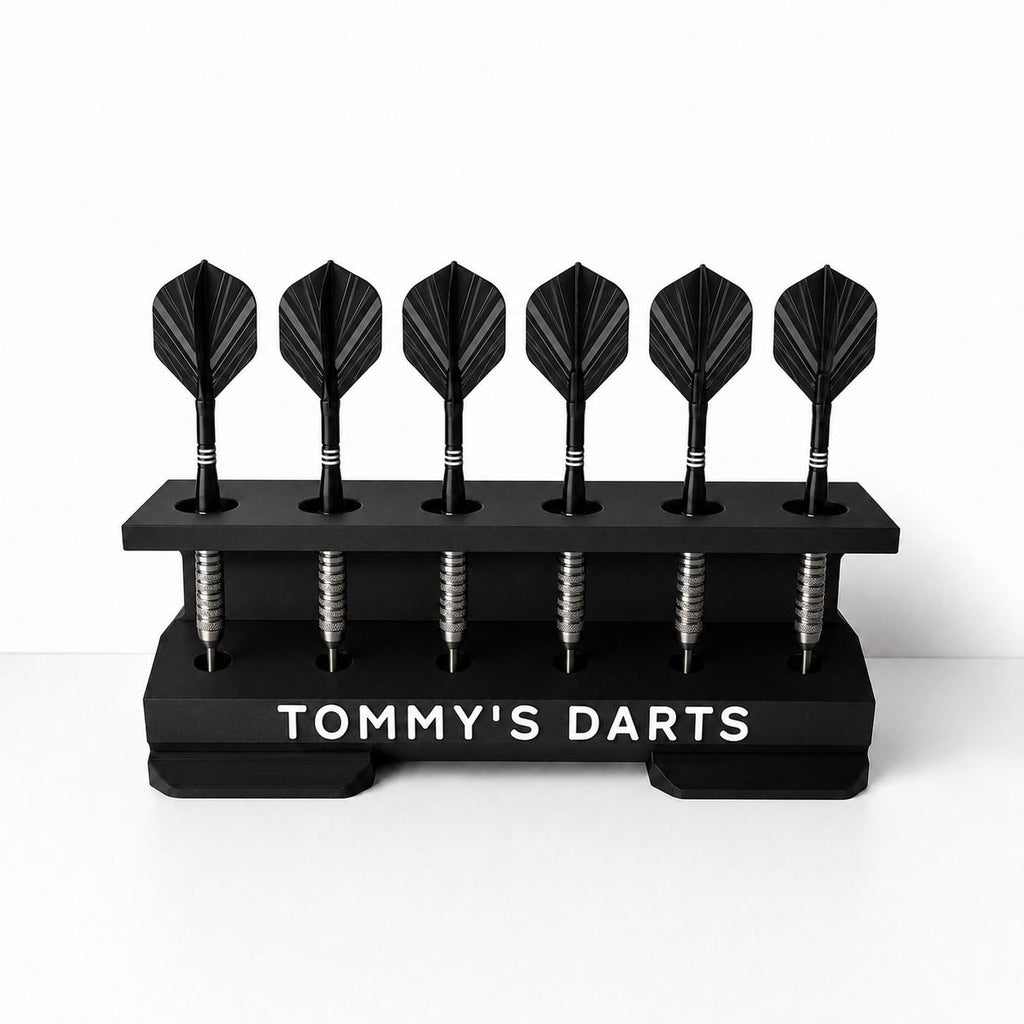 Personalised 6-Slot Darts Holder Name Text Wall Mounted/Freestanding Rack Stand