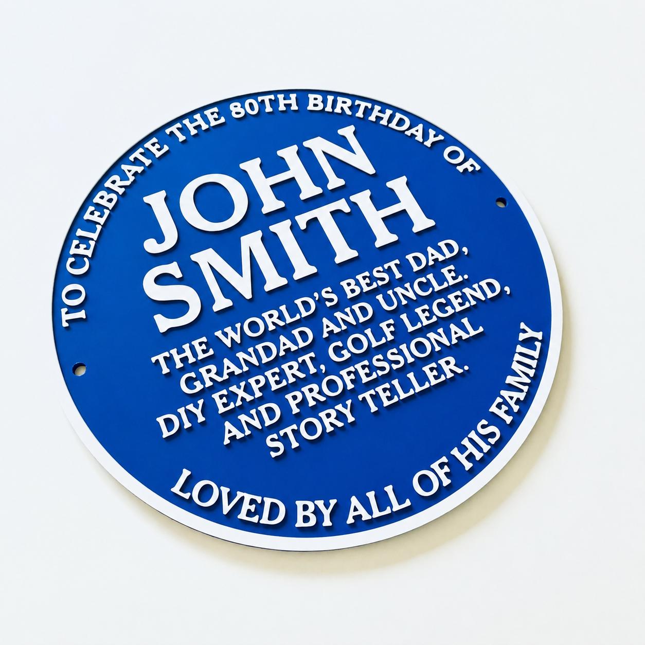 Personalised Blue Plaque - Fully Customised Heritage Style Wall Plate Sign Gift