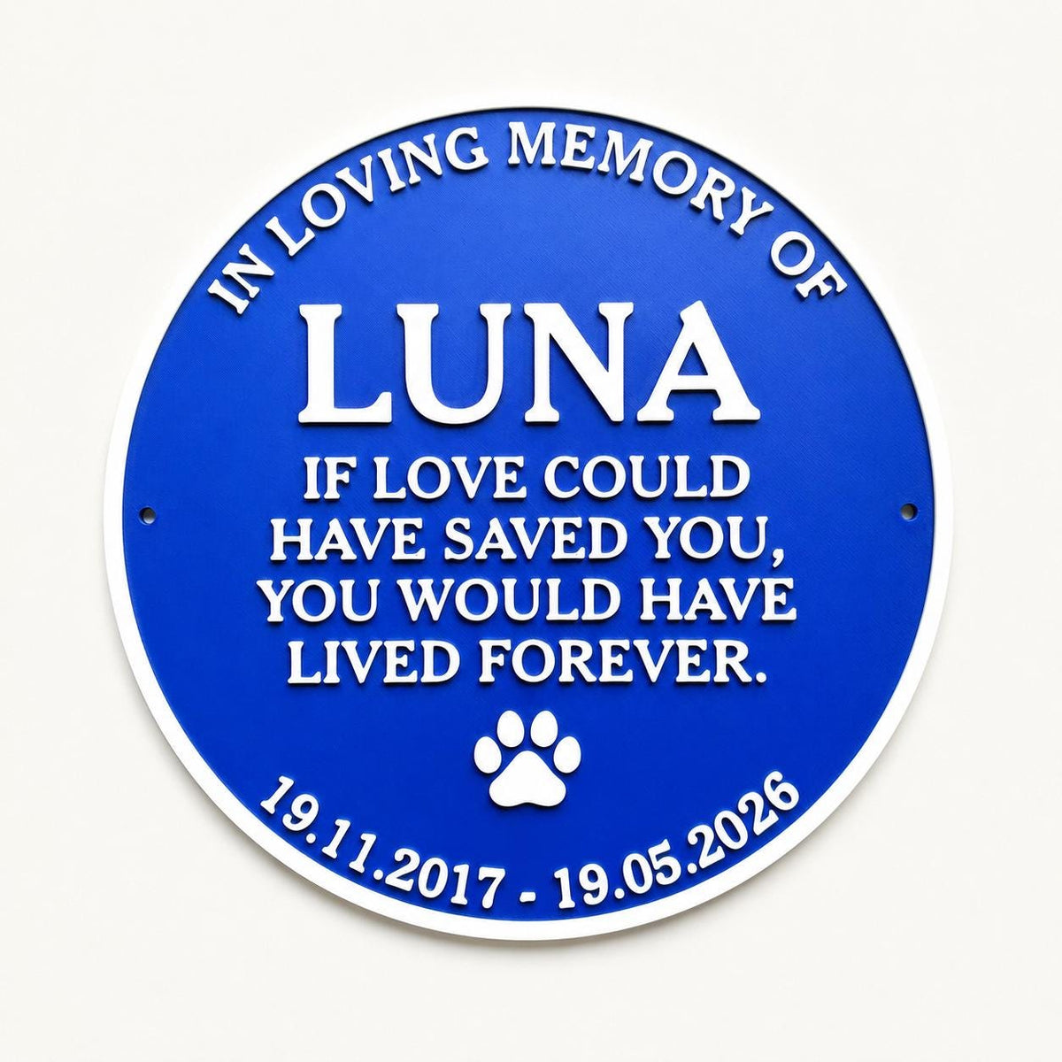 Personalised Pet Memorial Blue Plaque - Heritage Style Dog Cat Wall Plate Sign