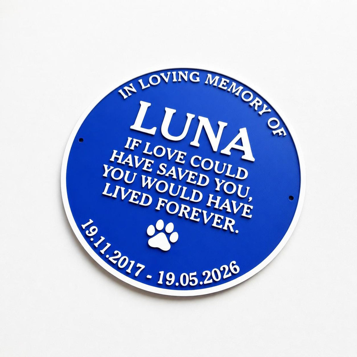 Personalised Pet Memorial Blue Plaque - Heritage Style Dog Cat Wall Plate Sign