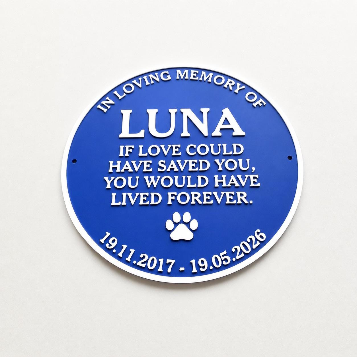 Personalised Pet Memorial Blue Plaque - Heritage Style Dog Cat Wall Plate Sign