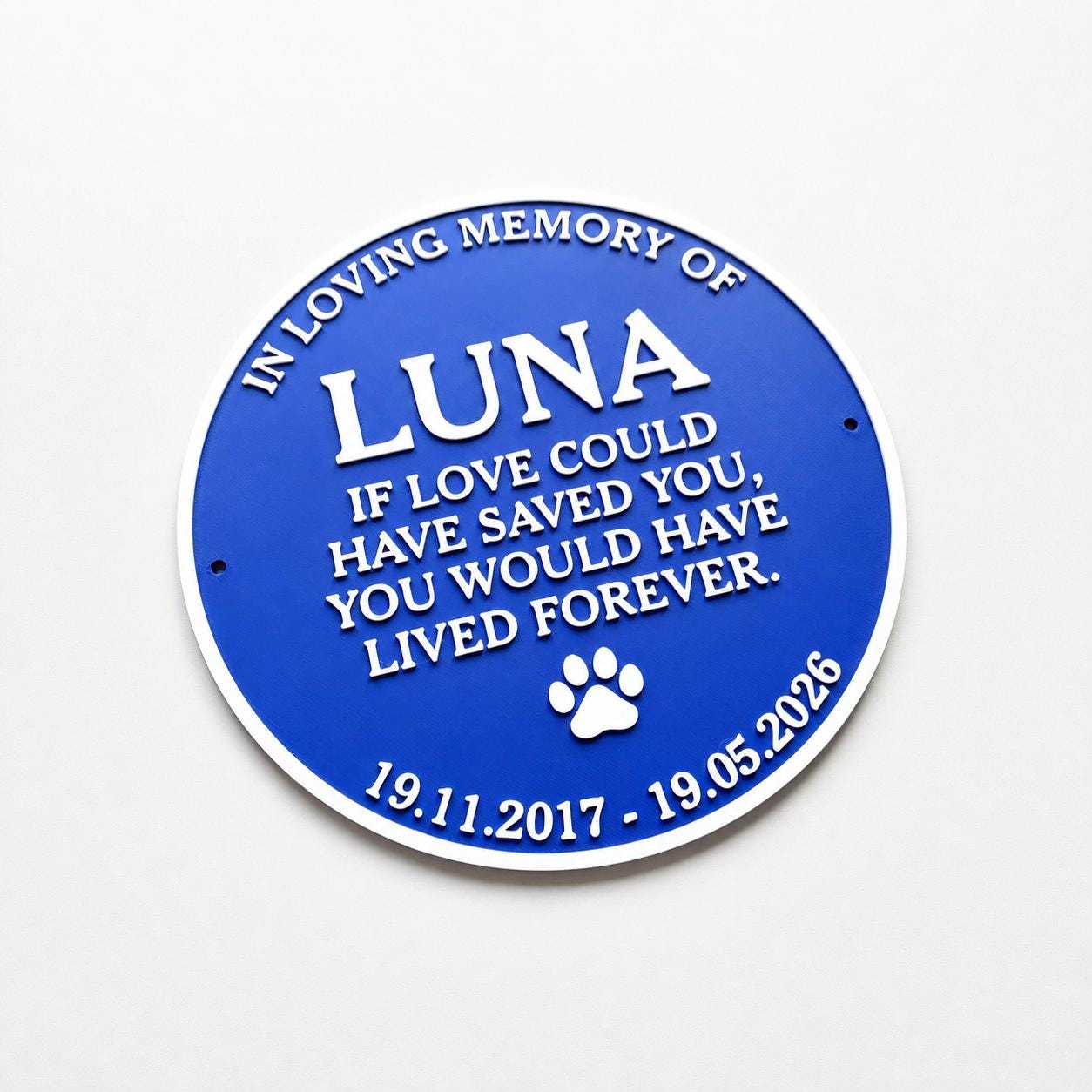 Personalised Pet Memorial Blue Plaque - Heritage Style Dog Cat Wall Plate Sign