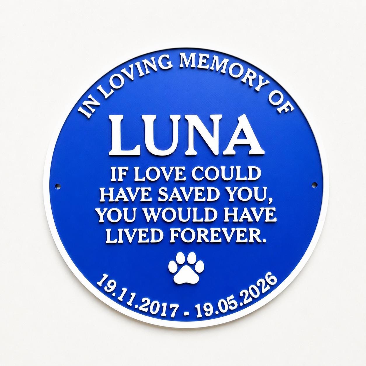 Personalised Pet Memorial Blue Plaque - Heritage Style Dog Cat Wall Plate Sign