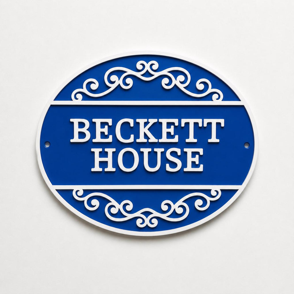 Personalised Text Sign Custom House Name Number Blue Plaque Garden Wall Plate