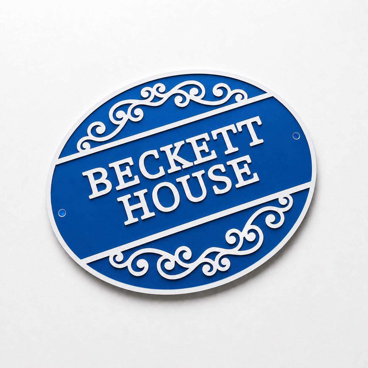Personalised Text Sign Custom House Name Number Blue Plaque Garden Wall Plate
