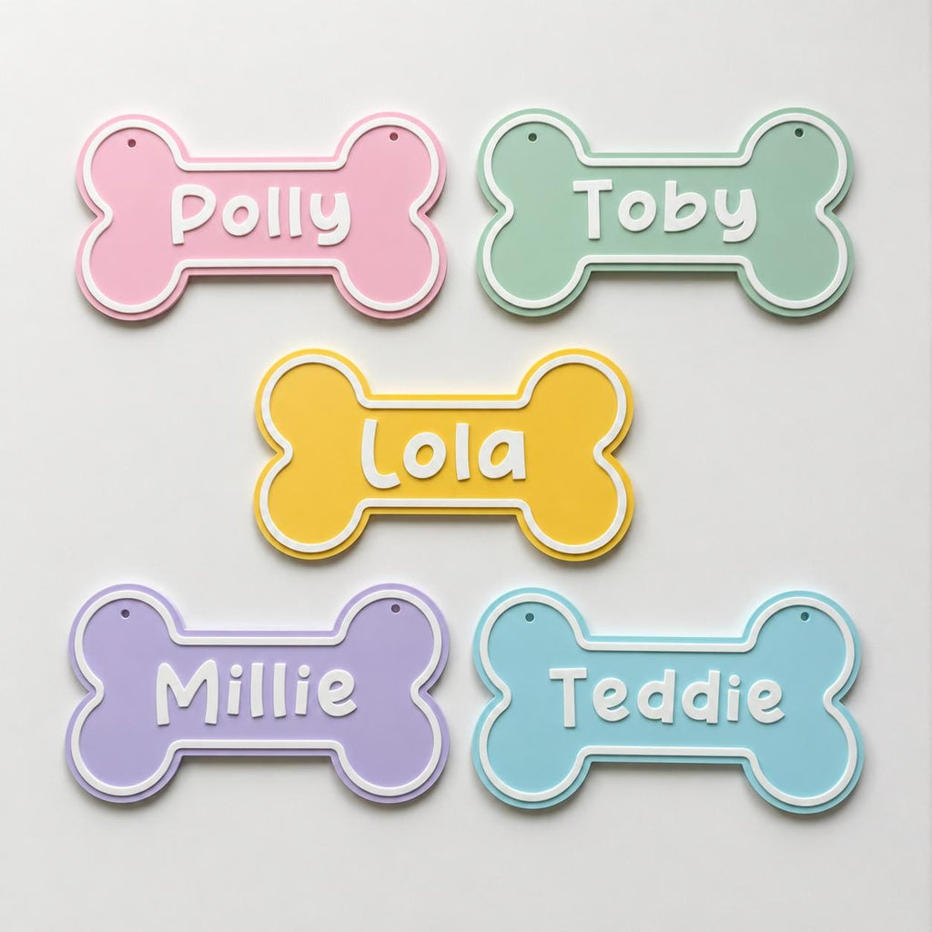 Personalised Dog Name Bone Sign – Custom Pet Crate Cage House Decoration Plate