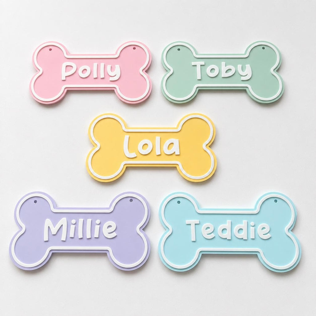 Personalised Dog Name Bone Sign – Custom Pet Crate Cage House Decoration Plate