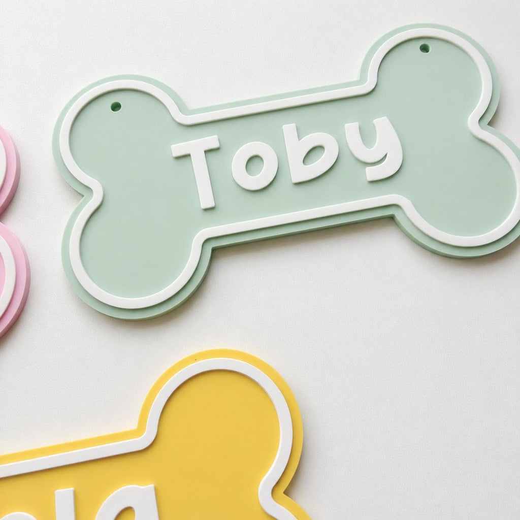 Personalised Dog Name Bone Sign – Custom Pet Crate Cage House Decoration Plate