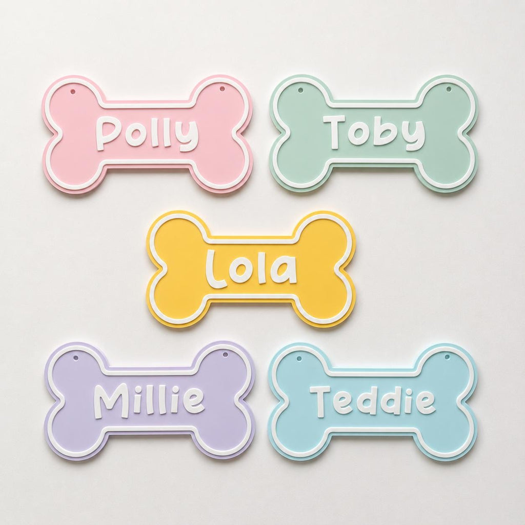 Personalised Dog Name Bone Sign – Custom Pet Crate Cage House Decoration Plate