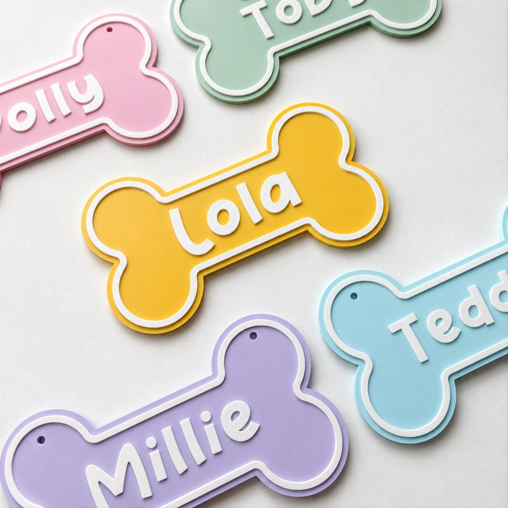 Personalised Dog Name Bone Sign – Custom Pet Crate Cage House Decoration Plate
