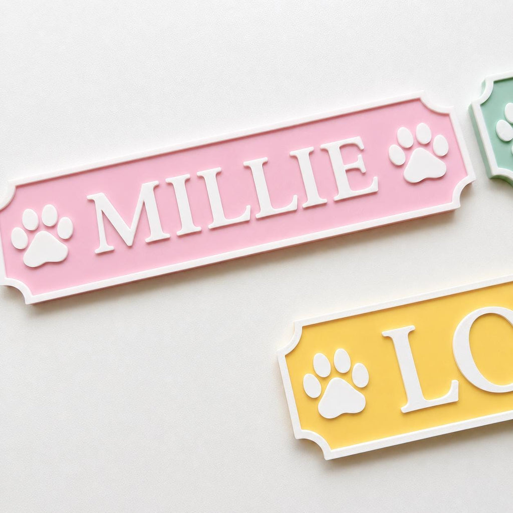 Personalised Dog Name Paw Sign – Custom Pet Crate Cage House Decoration Plate