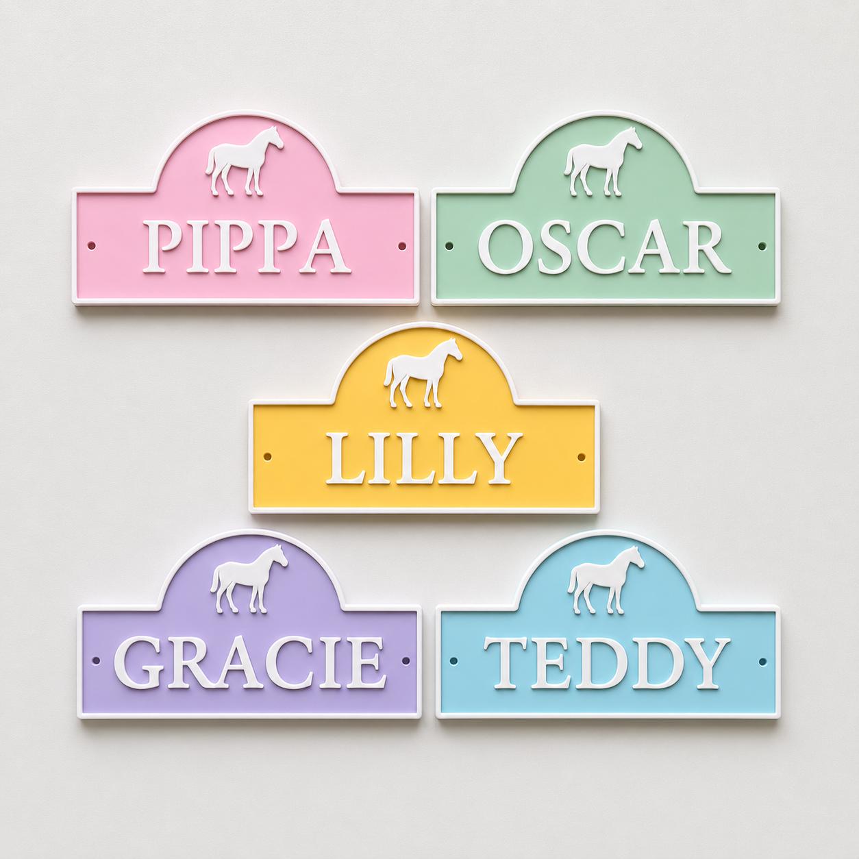 Personalised Name Horse Door Sign – Custom Girls Bedroom Decoration Plate Plaque
