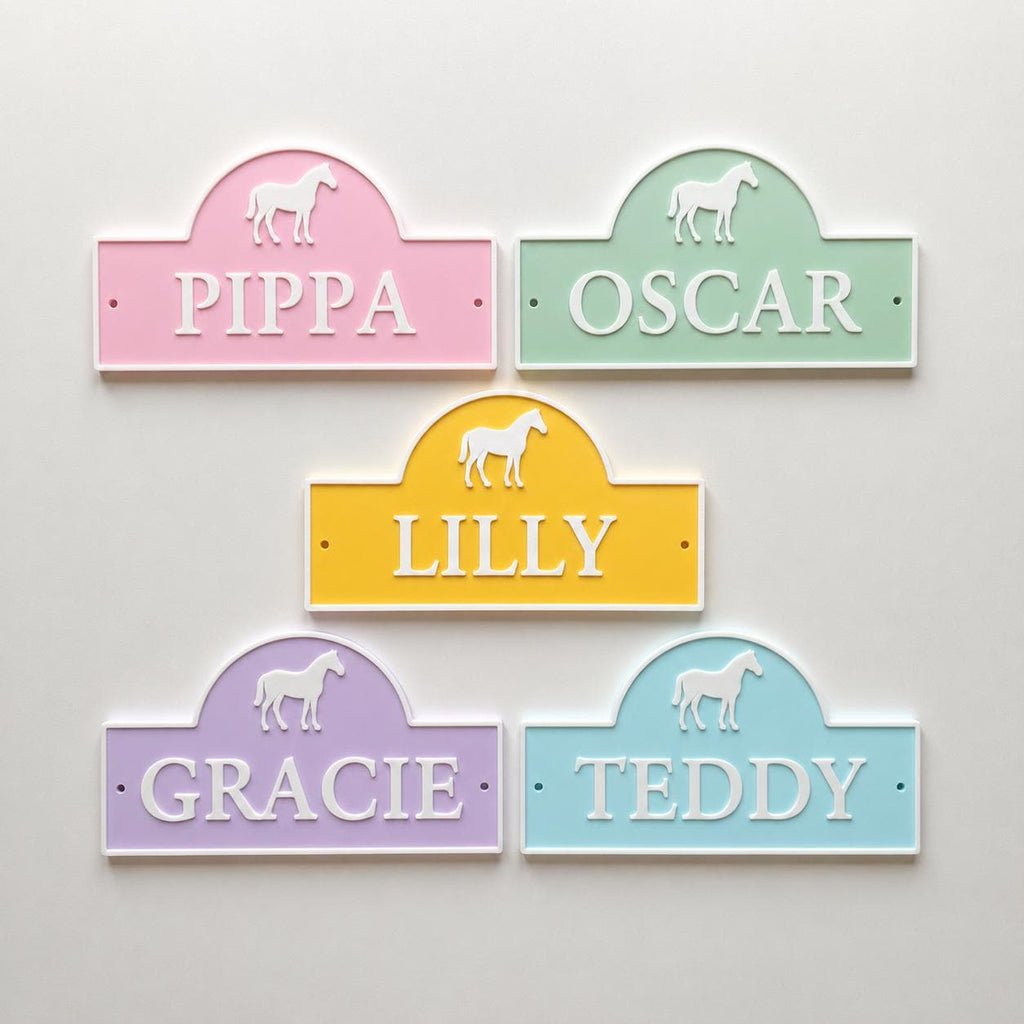 Personalised Name Horse Door Sign – Custom Girls Bedroom Decoration Plate Plaque