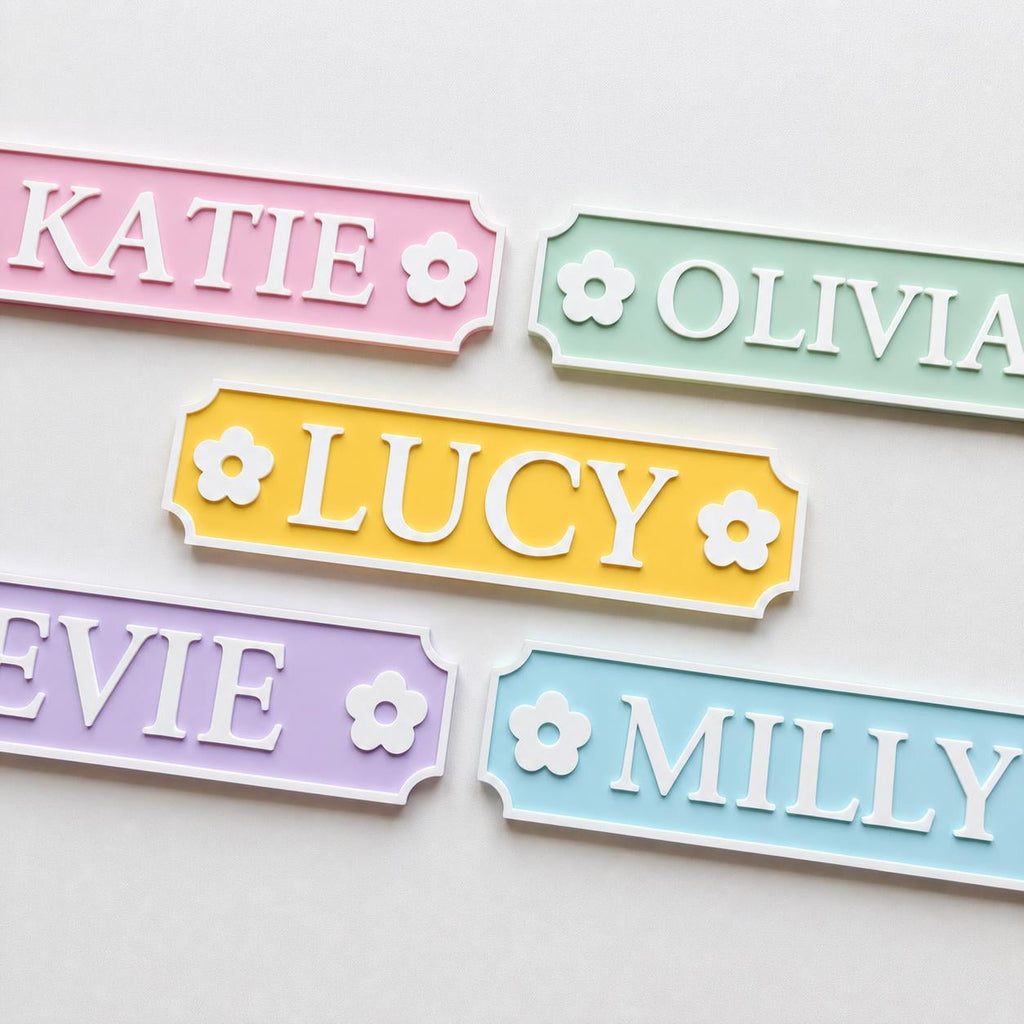 Personalised Name Door Sign – Custom Girls Bedroom Pink Decoration Plate Plaque