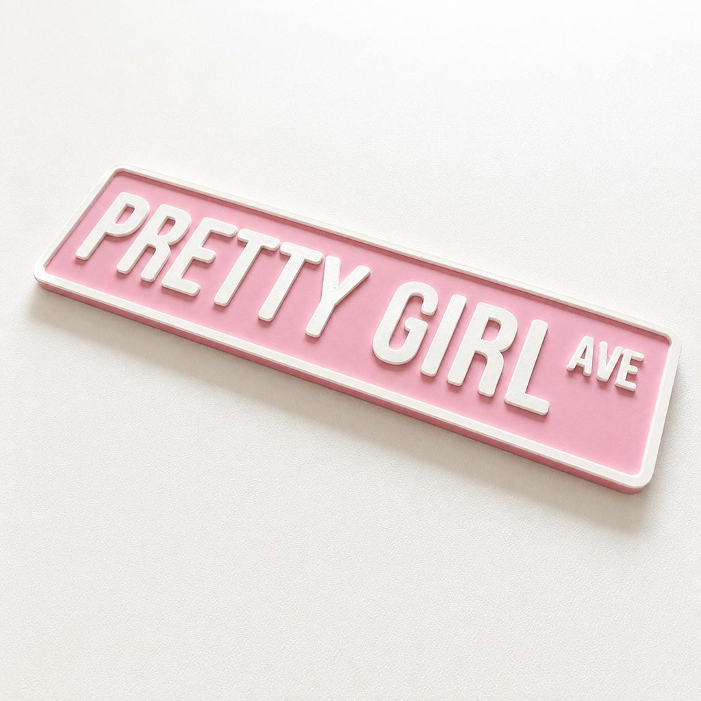 Pretty Girl Avenue Sign Girls Pink Bedroom Decor Door Decoration Plate Plaque