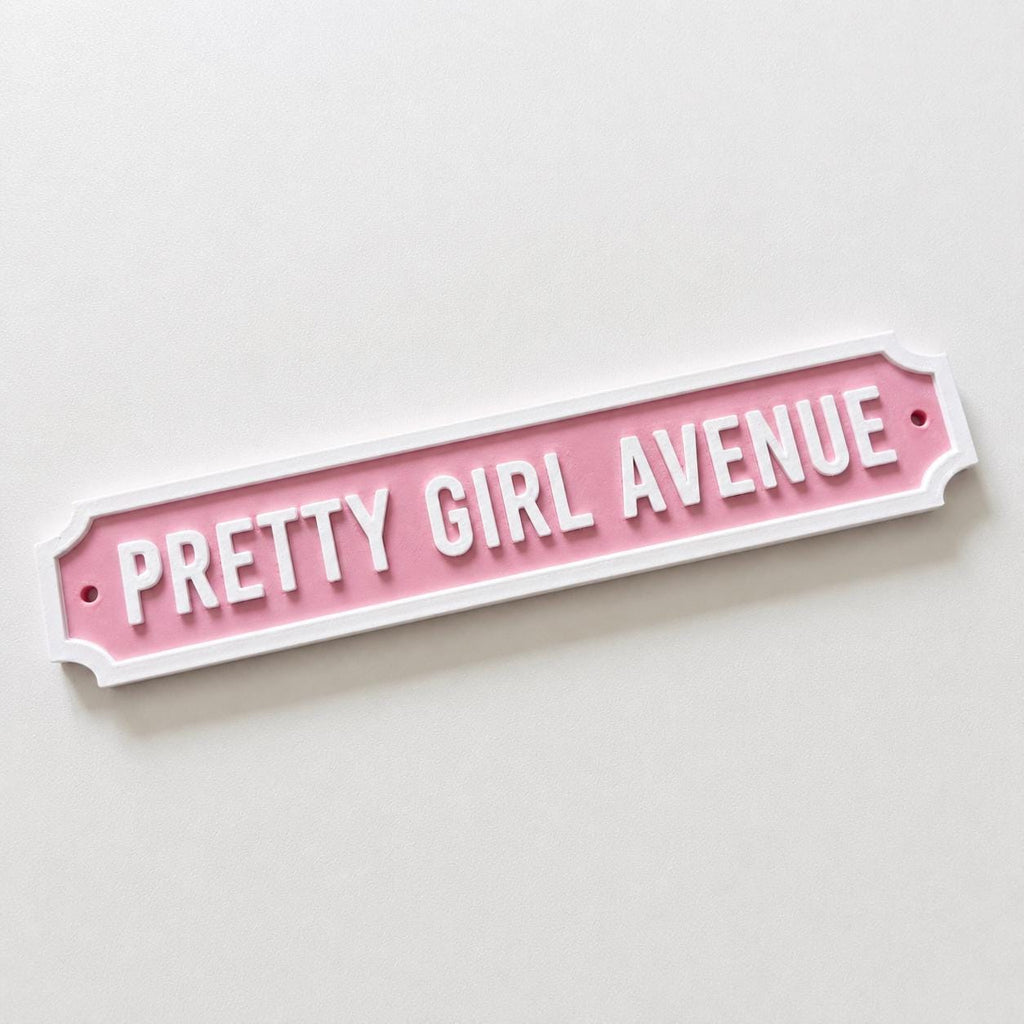 Pretty Girl Avenue Sign Girls Pink Bedroom Decor Door Decoration Plate Plaque