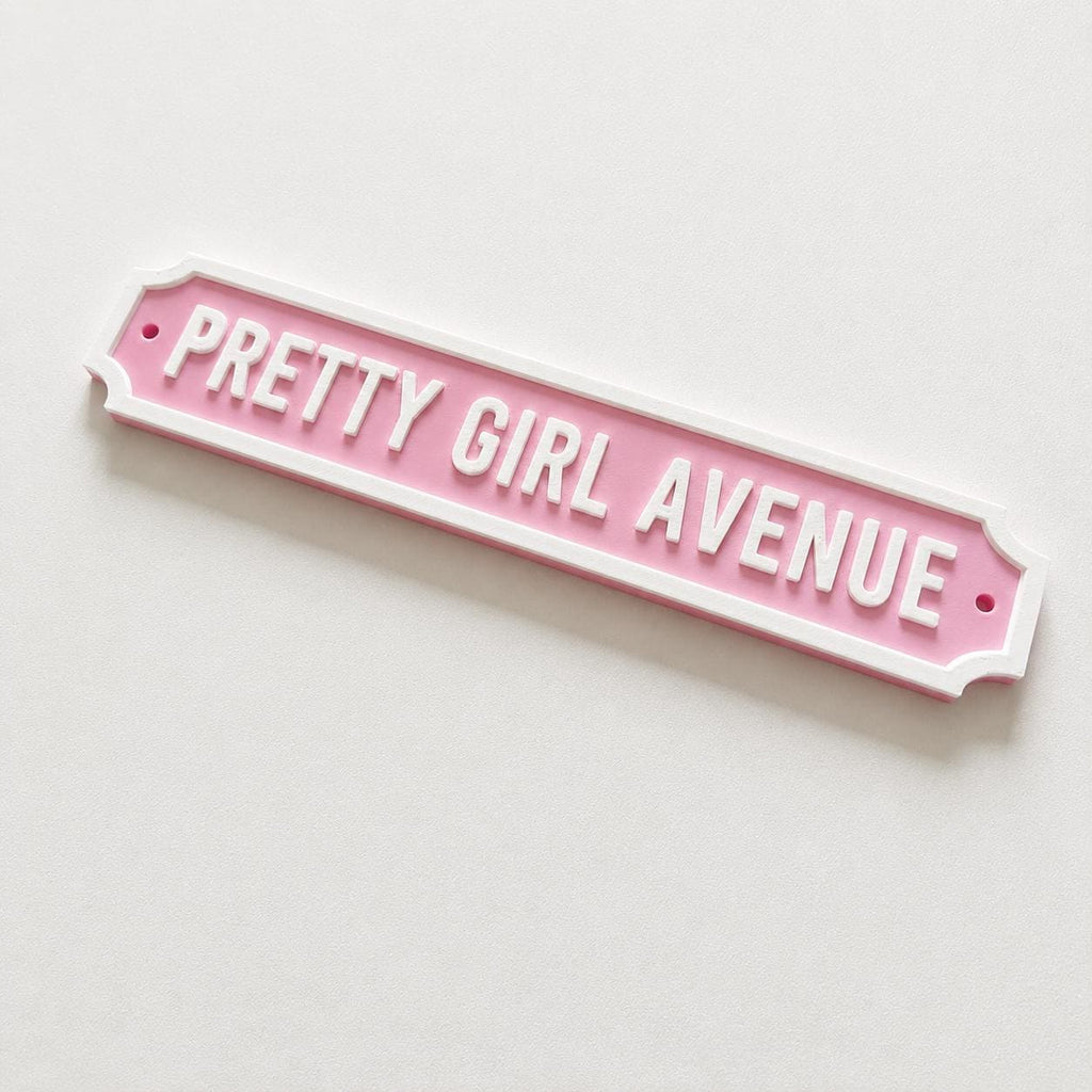 Pretty Girl Avenue Sign Girls Pink Bedroom Decor Door Decoration Plate Plaque