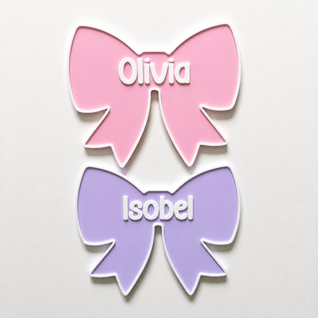 Personalised Bow Door Sign – Custom Girls Name Bedroom Decoration Plate Plaque