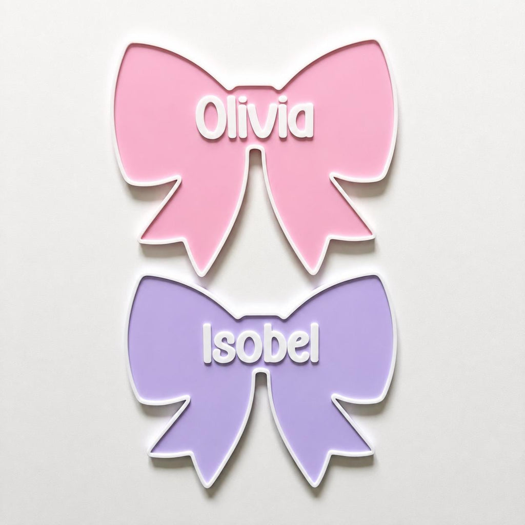 Personalised Bow Door Sign – Custom Girls Name Bedroom Decoration Plate Plaque