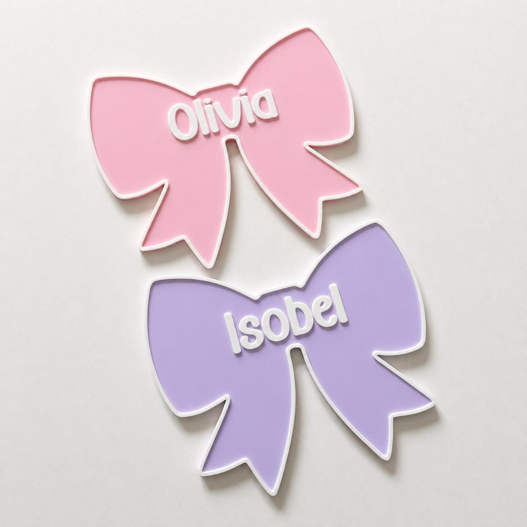 Personalised Bow Door Sign – Custom Girls Name Bedroom Decoration Plate Plaque