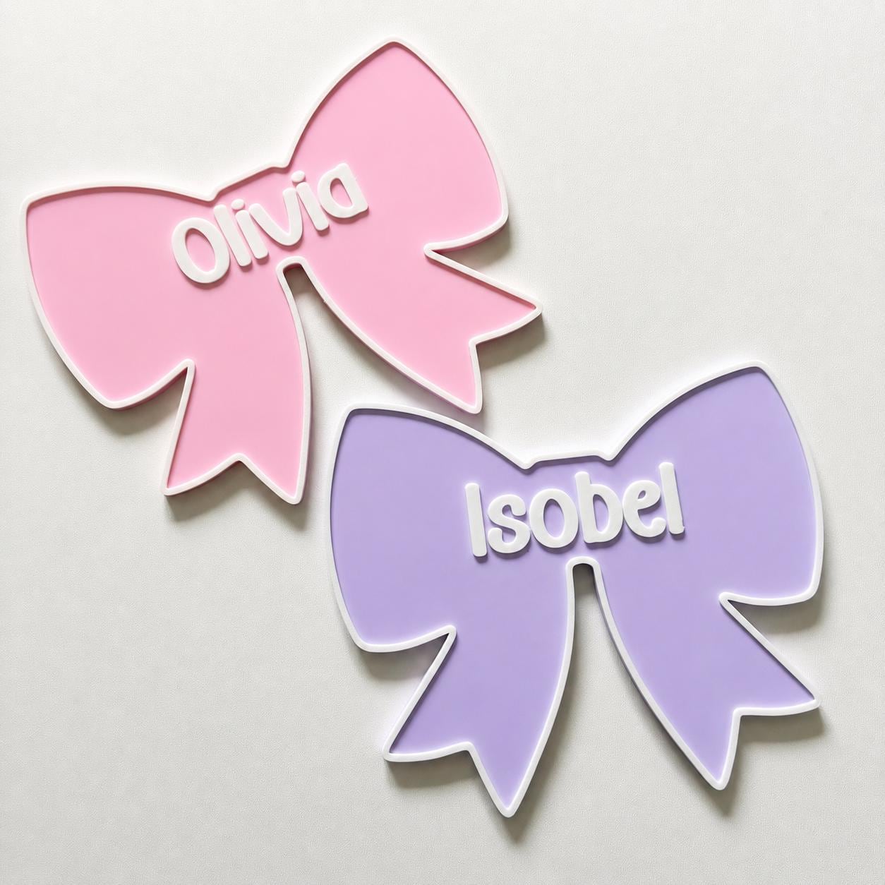 Personalised Bow Door Sign – Custom Girls Name Bedroom Decoration Plate Plaque