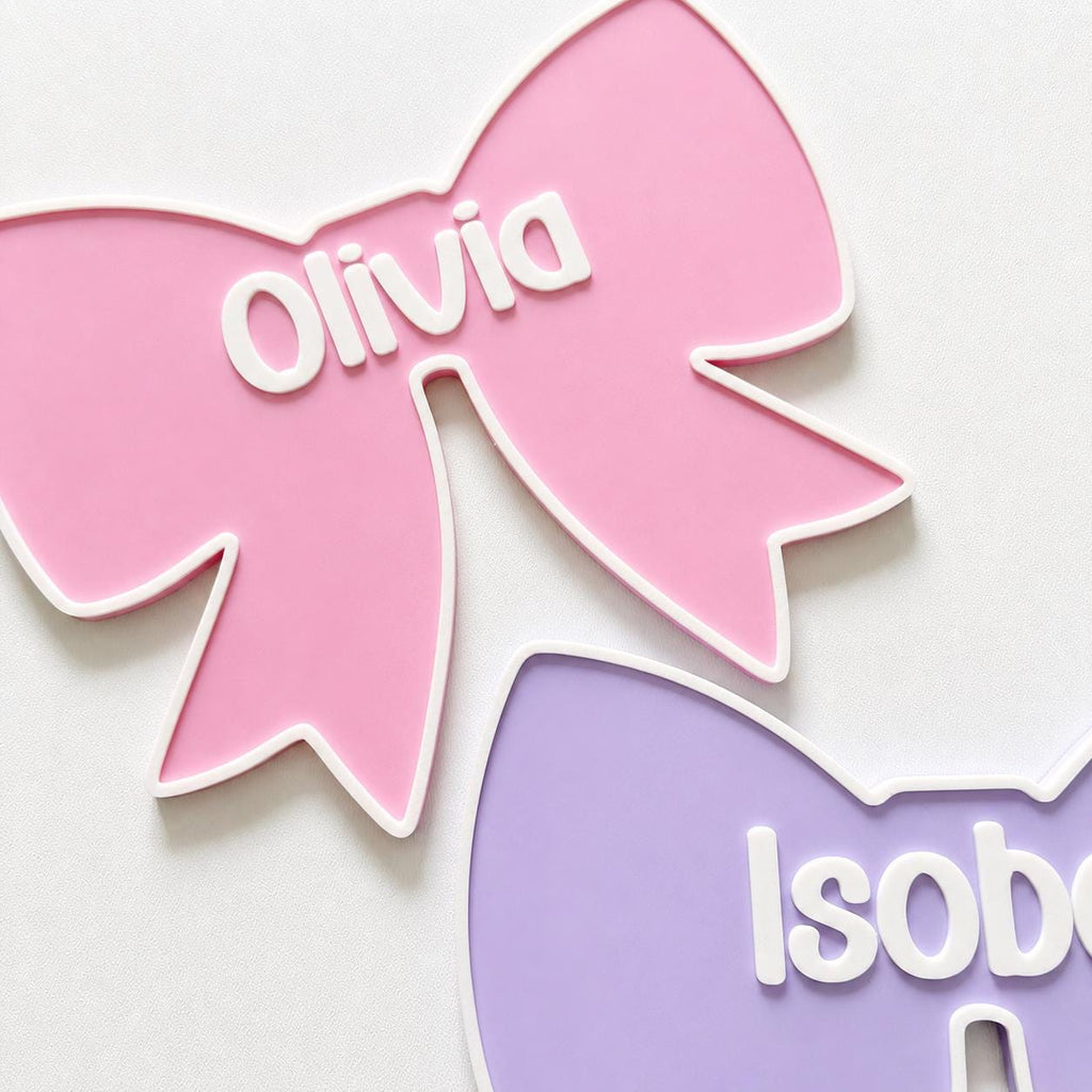 Personalised Bow Door Sign – Custom Girls Name Bedroom Decoration Plate Plaque