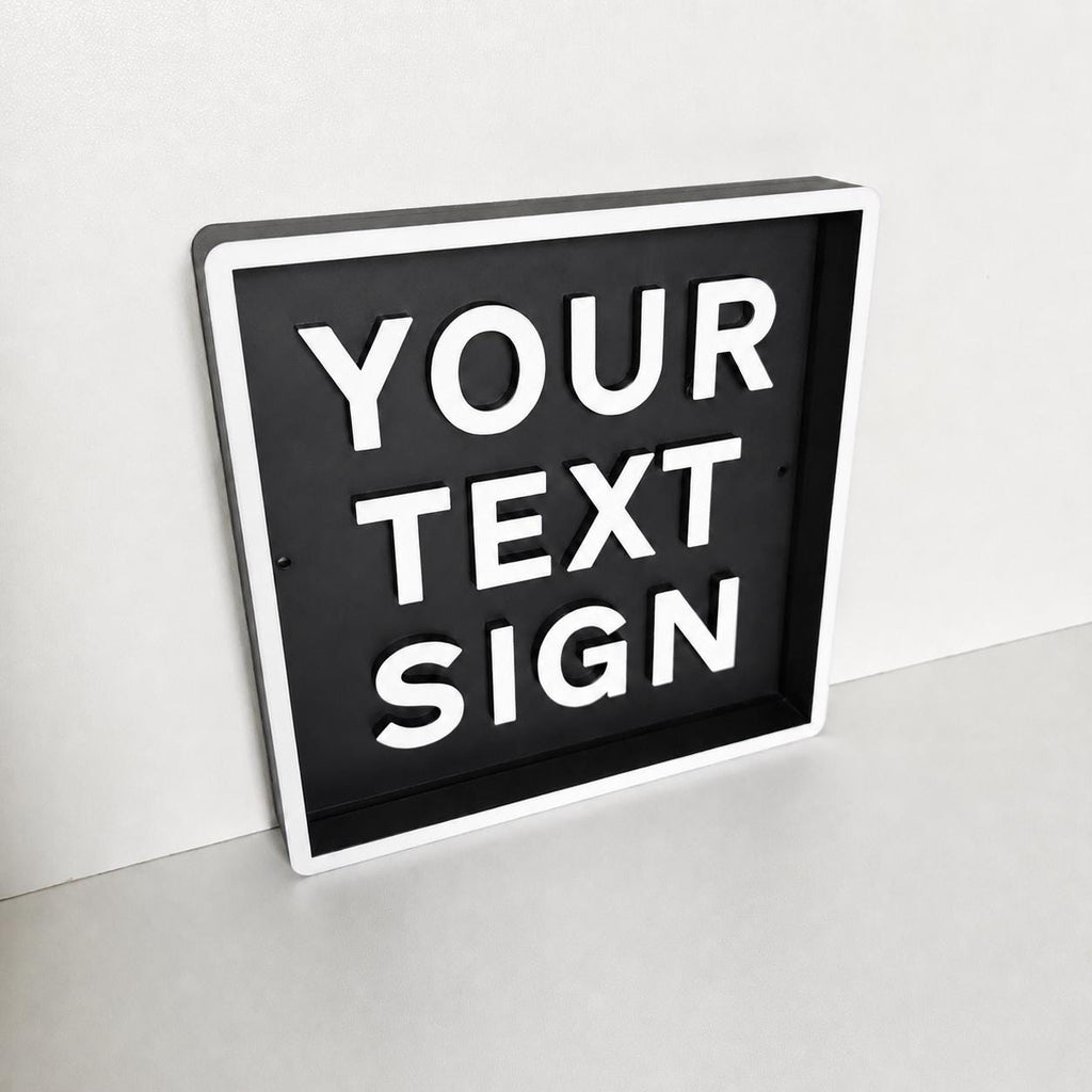 Personalised Text Box Sign – Custom Freestanding/Wall Mounted House Decoration
