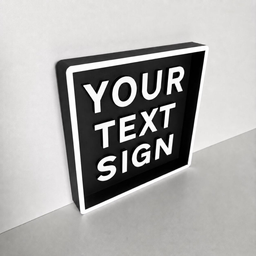 Personalised Text Box Sign – Custom Freestanding/Wall Mounted House Decoration