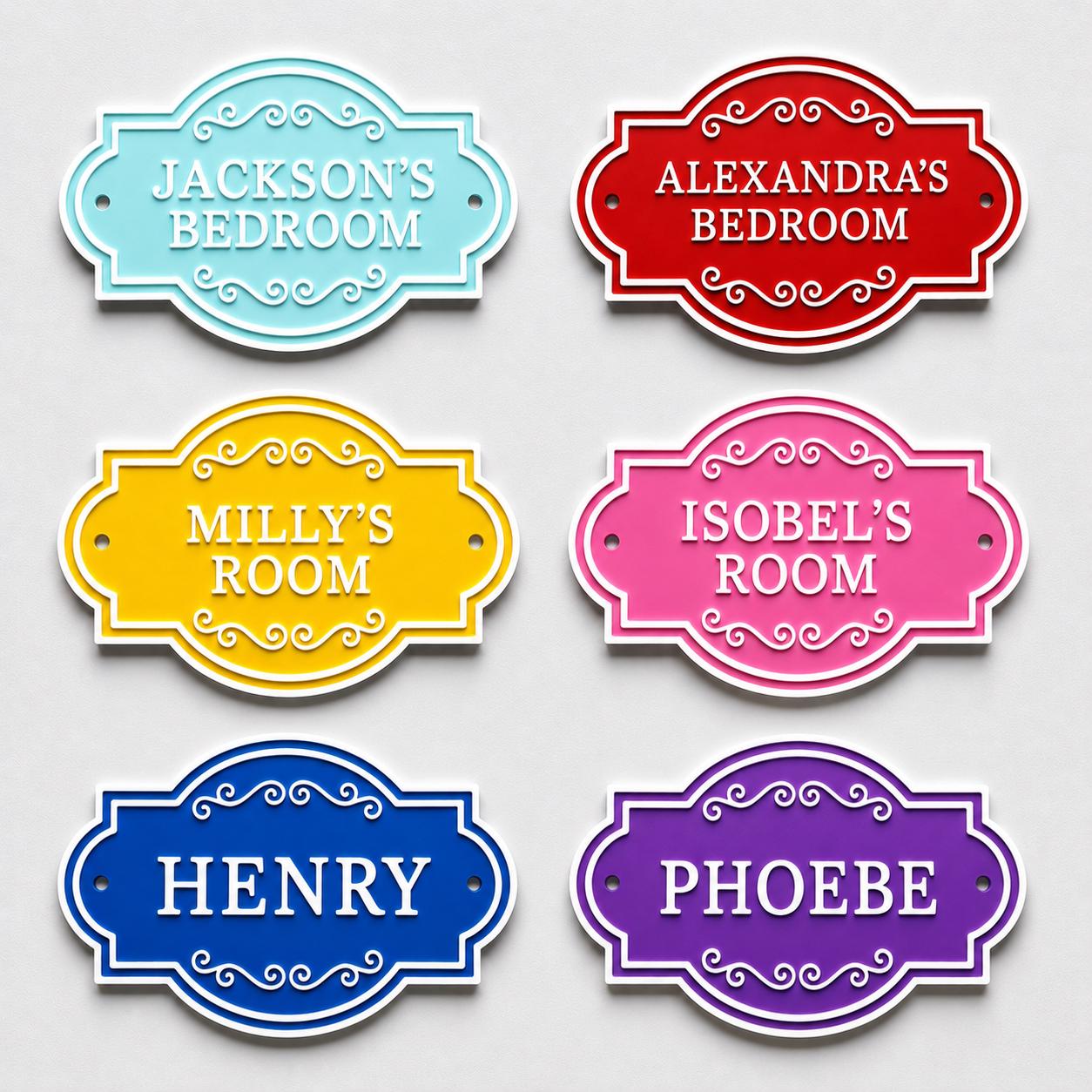 Personalised Kids Name Door Sign – Custom Girls Boys Bedroom Decoration Plate