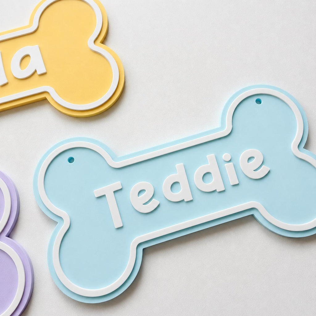 Personalised Dog Name Bone Sign – Custom Pet Crate Cage House Decoration Plate