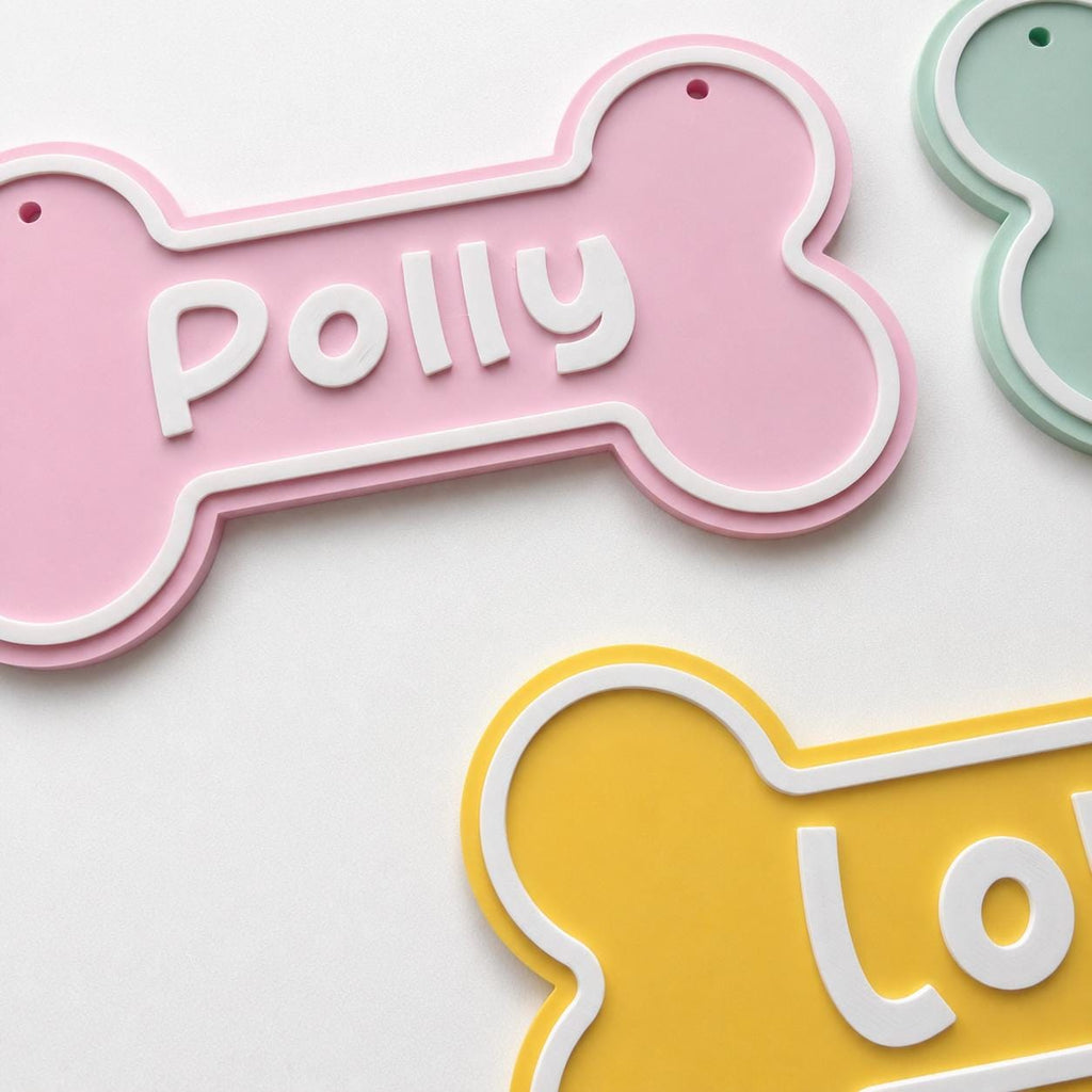 Personalised Dog Name Bone Sign – Custom Pet Crate Cage House Decoration Plate