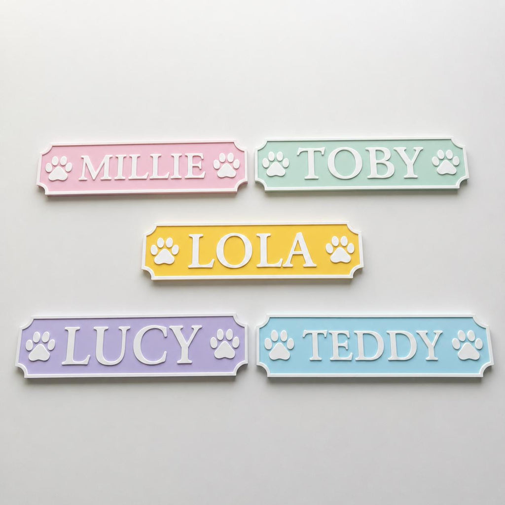 Personalised Dog Name Paw Sign – Custom Pet Crate Cage House Decoration Plate