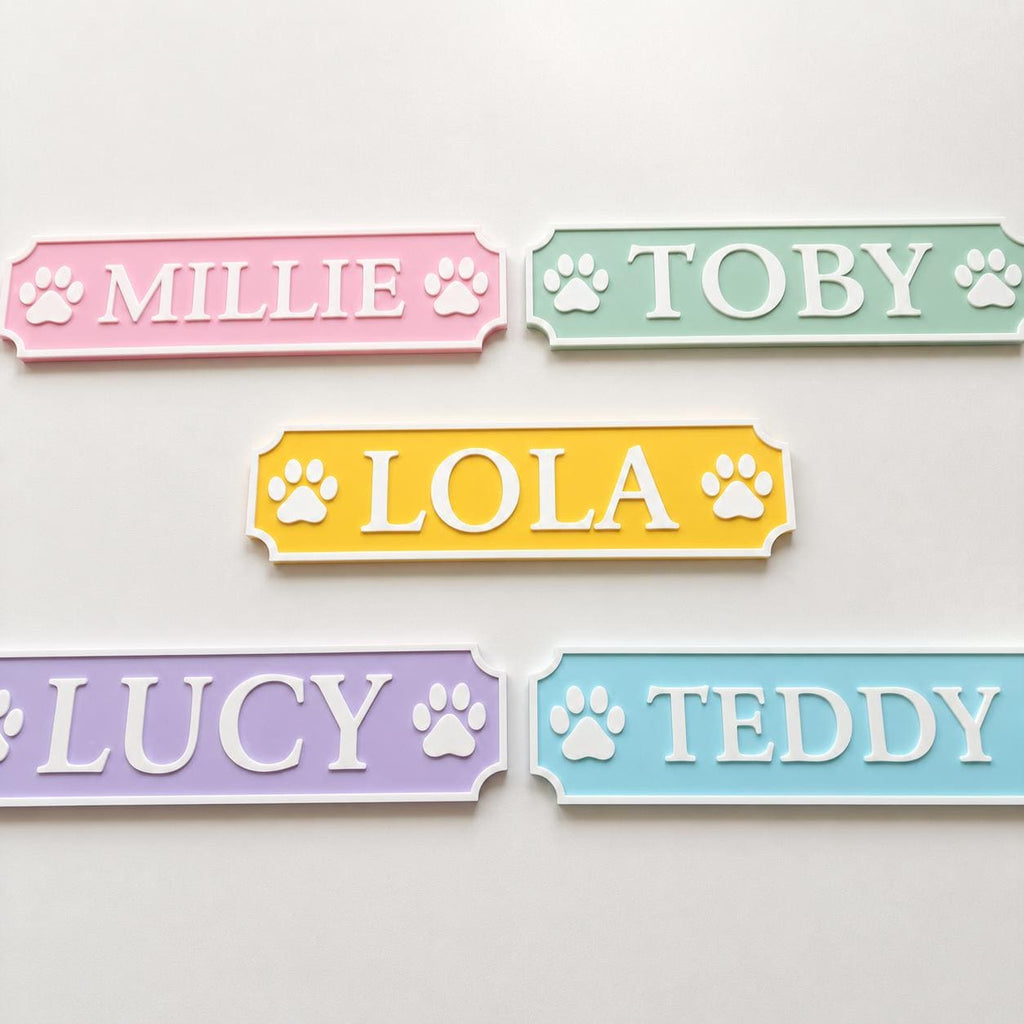 Personalised Dog Name Paw Sign – Custom Pet Crate Cage House Decoration Plate