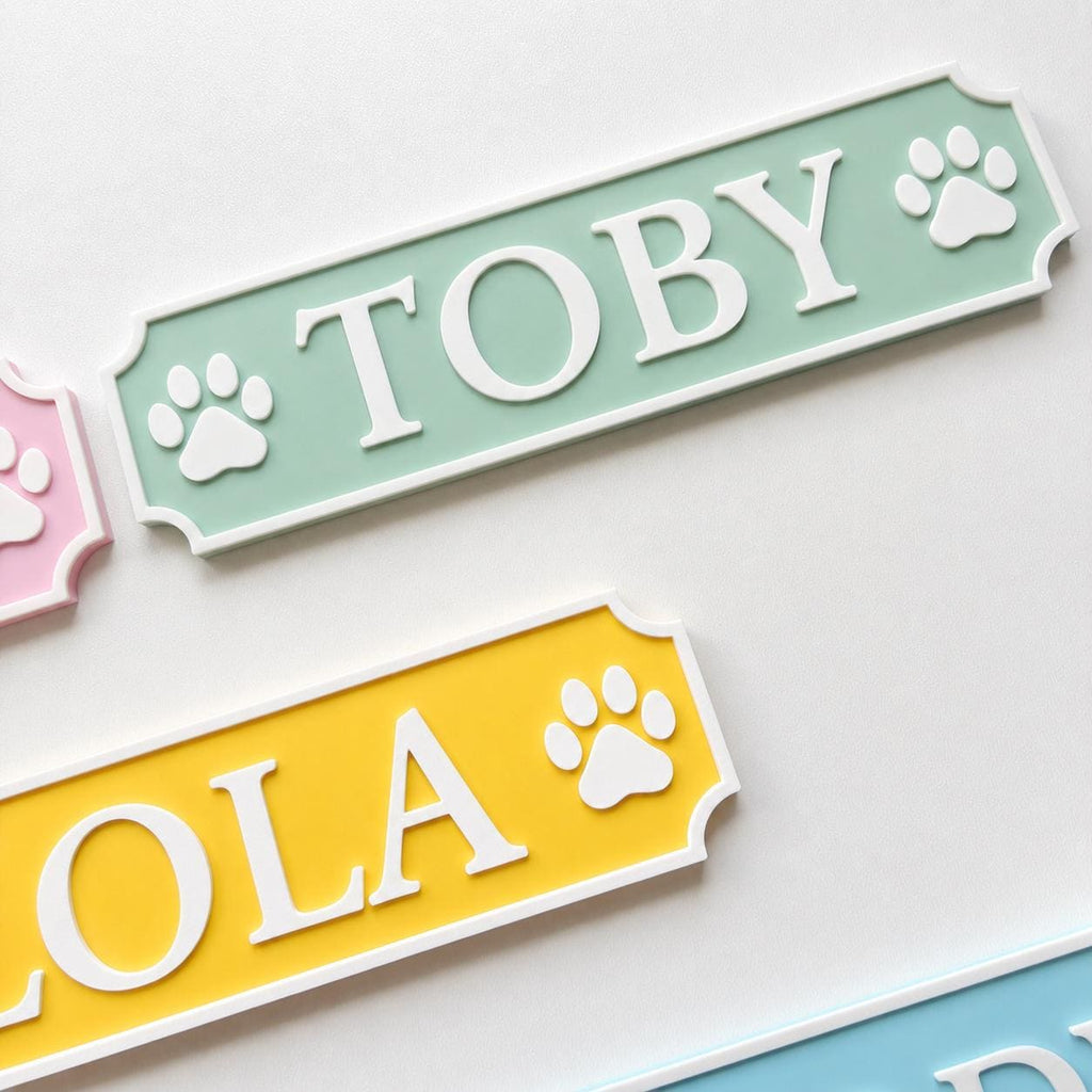 Personalised Dog Name Paw Sign – Custom Pet Crate Cage House Decoration Plate