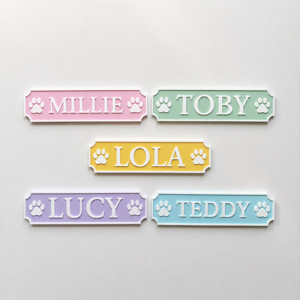 Personalised Dog Name Paw Sign – Custom Pet Crate Cage House Decoration Plate