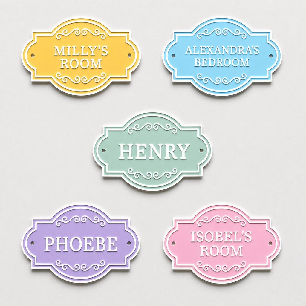 Personalised Kids Name Door Sign – Custom Girls Boys Bedroom Decoration Plate