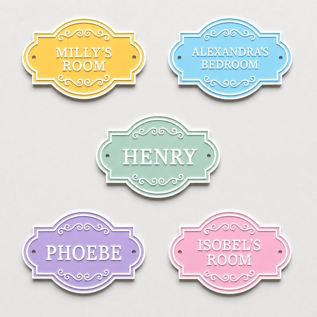 Personalised Kids Name Door Sign – Custom Girls Boys Bedroom Decoration Plate