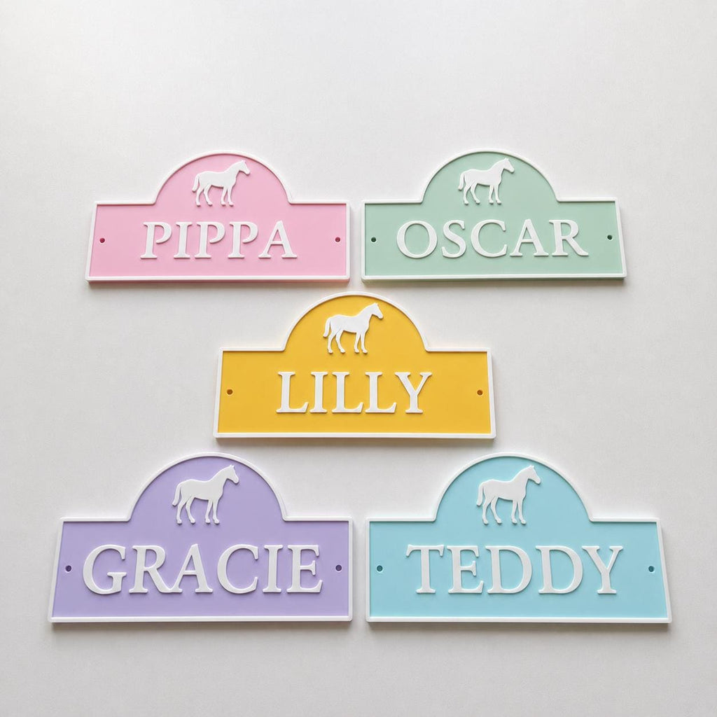 Personalised Name Horse Door Sign – Custom Girls Bedroom Decoration Plate Plaque