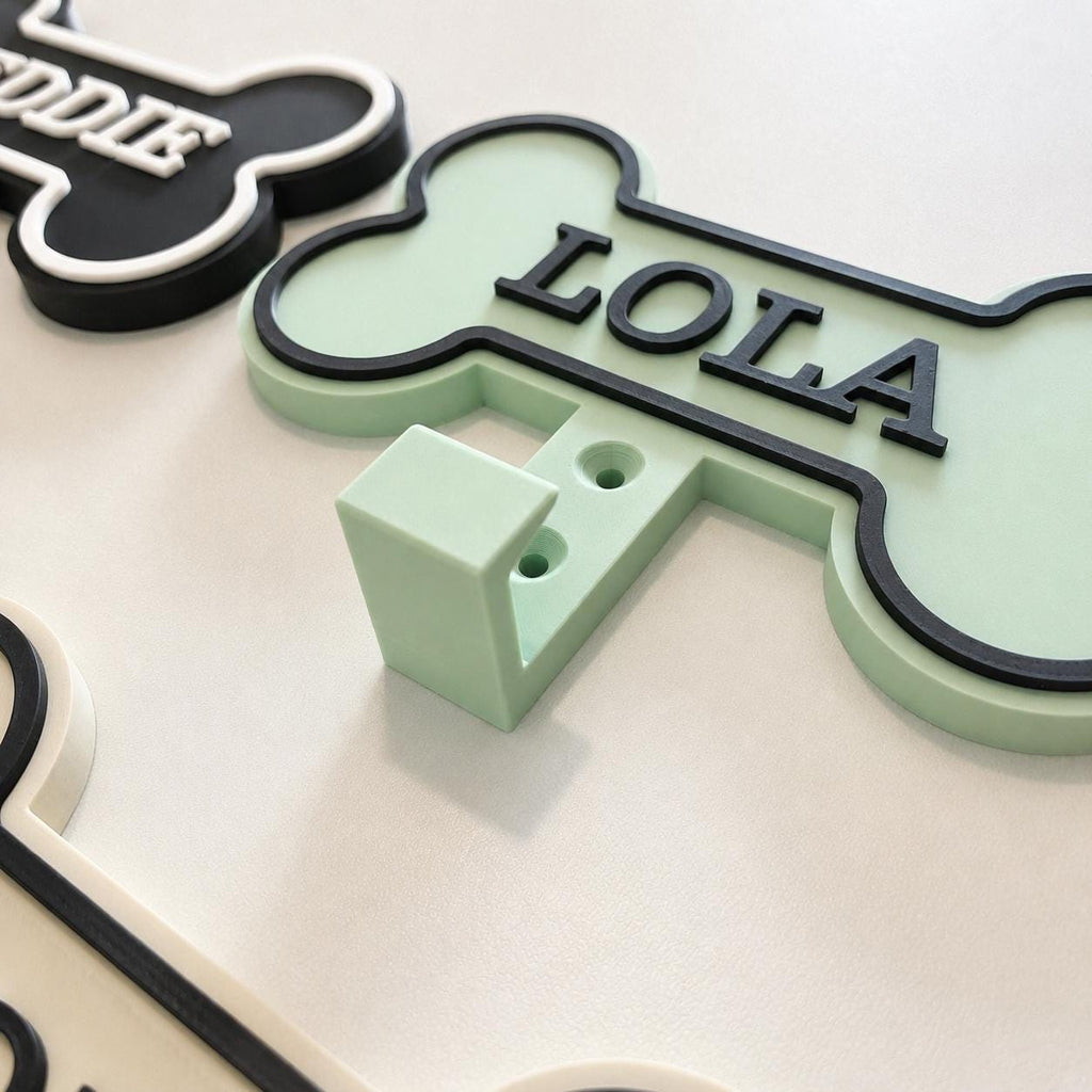 Personalised Dog Name Bone Sign Wall Hook – Custom Pet Harness Lead Hanger