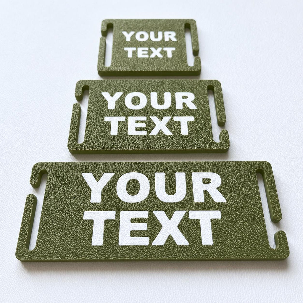 Personalised Text Molle Tag - Custom Plastic Badge Patch for Tactical Backpack Webbing Straps