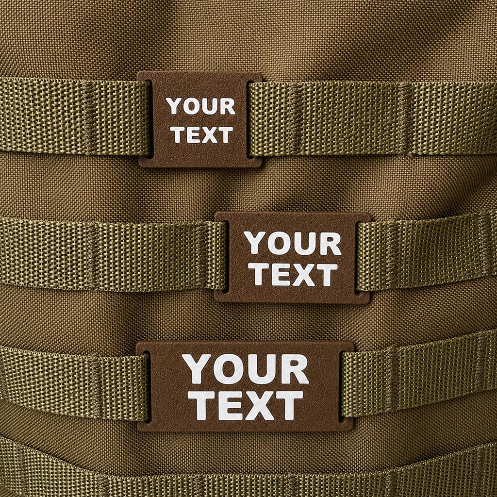 Personalised Text Molle Tag - Custom Plastic Badge Patch for Tactical Backpack Webbing Straps