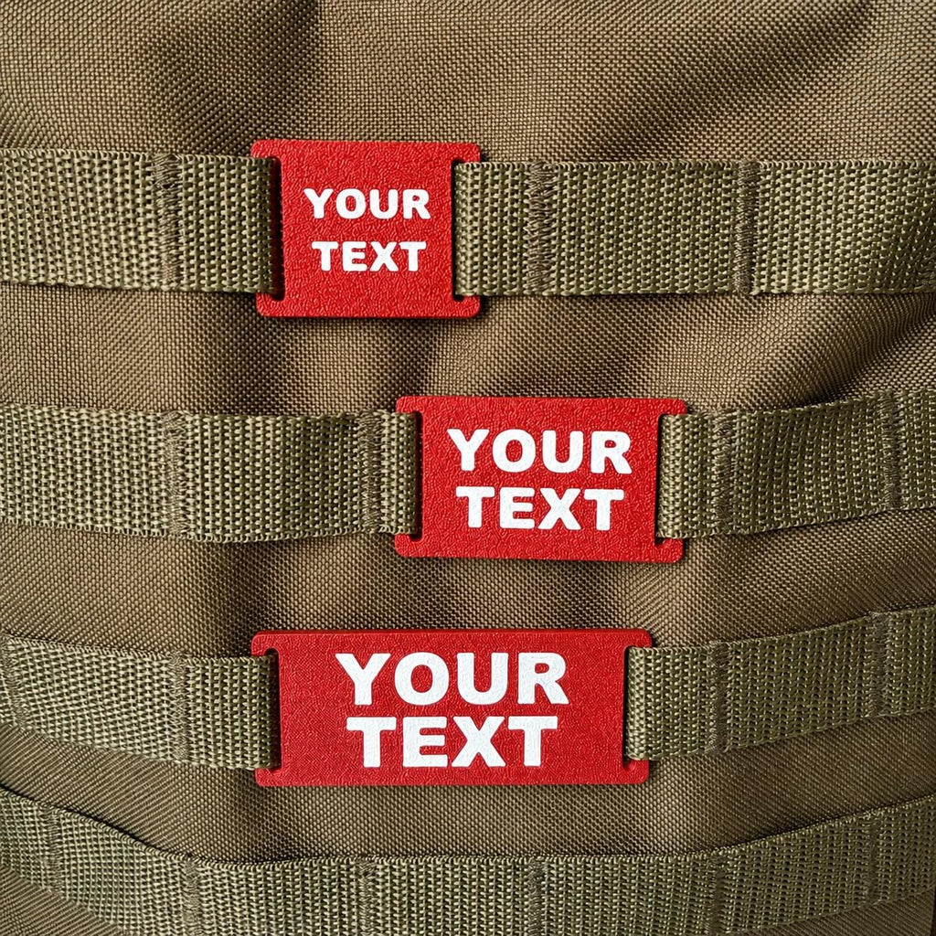 Personalised Text Molle Tag - Custom Plastic Badge Patch for Tactical Backpack Webbing Straps