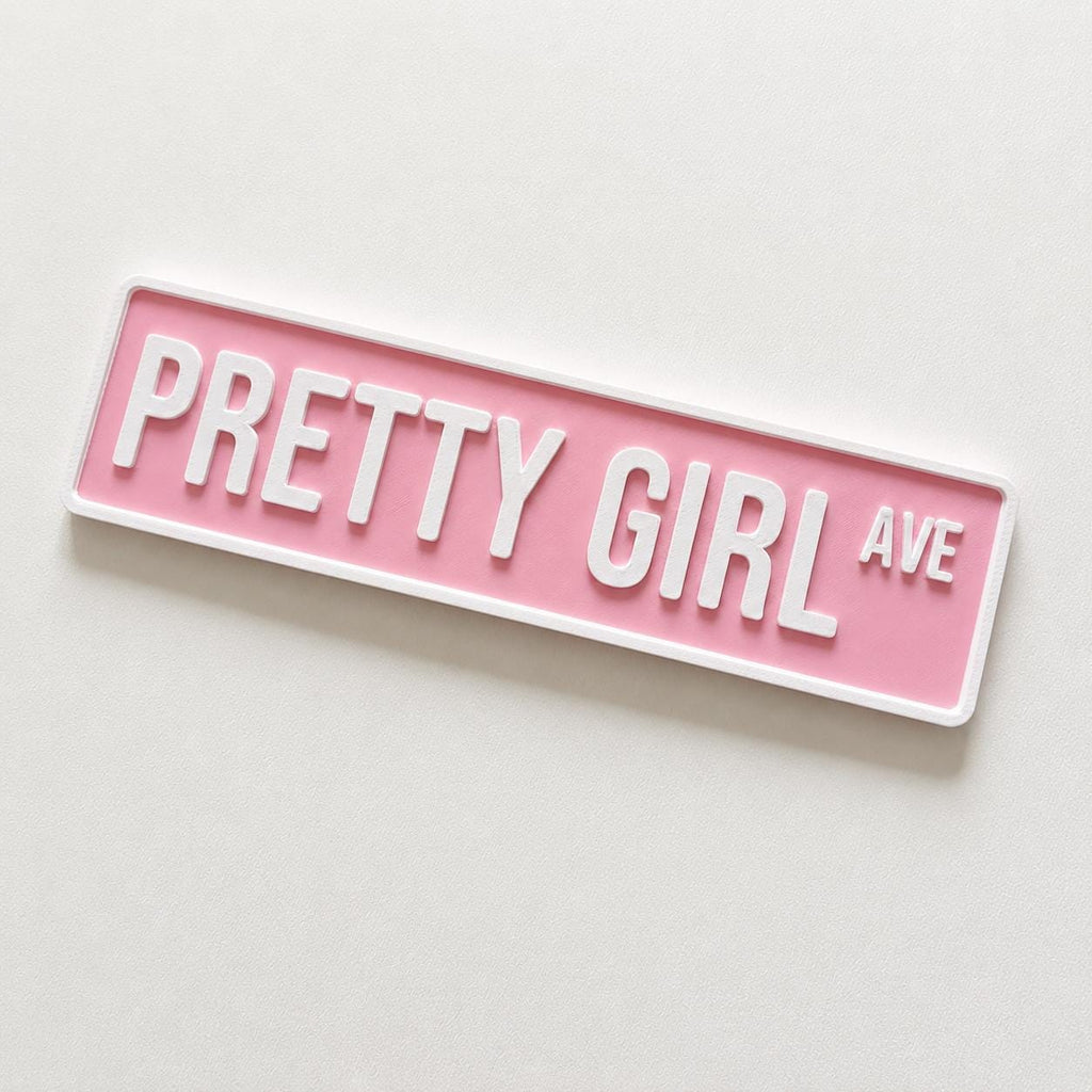 Pretty Girl Avenue Sign Girls Pink Bedroom Decor Door Decoration Plate Plaque