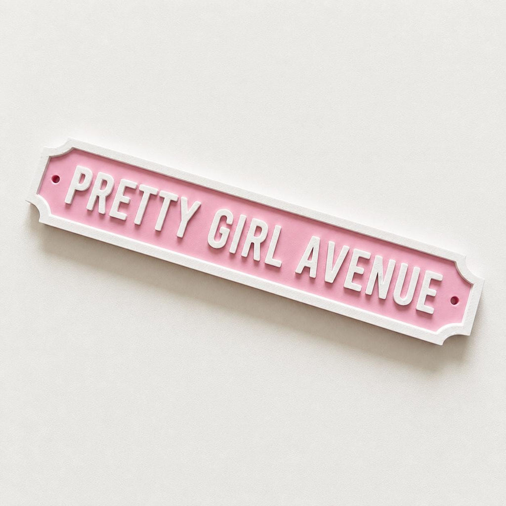 Pretty Girl Avenue Sign Girls Pink Bedroom Decor Door Decoration Plate Plaque