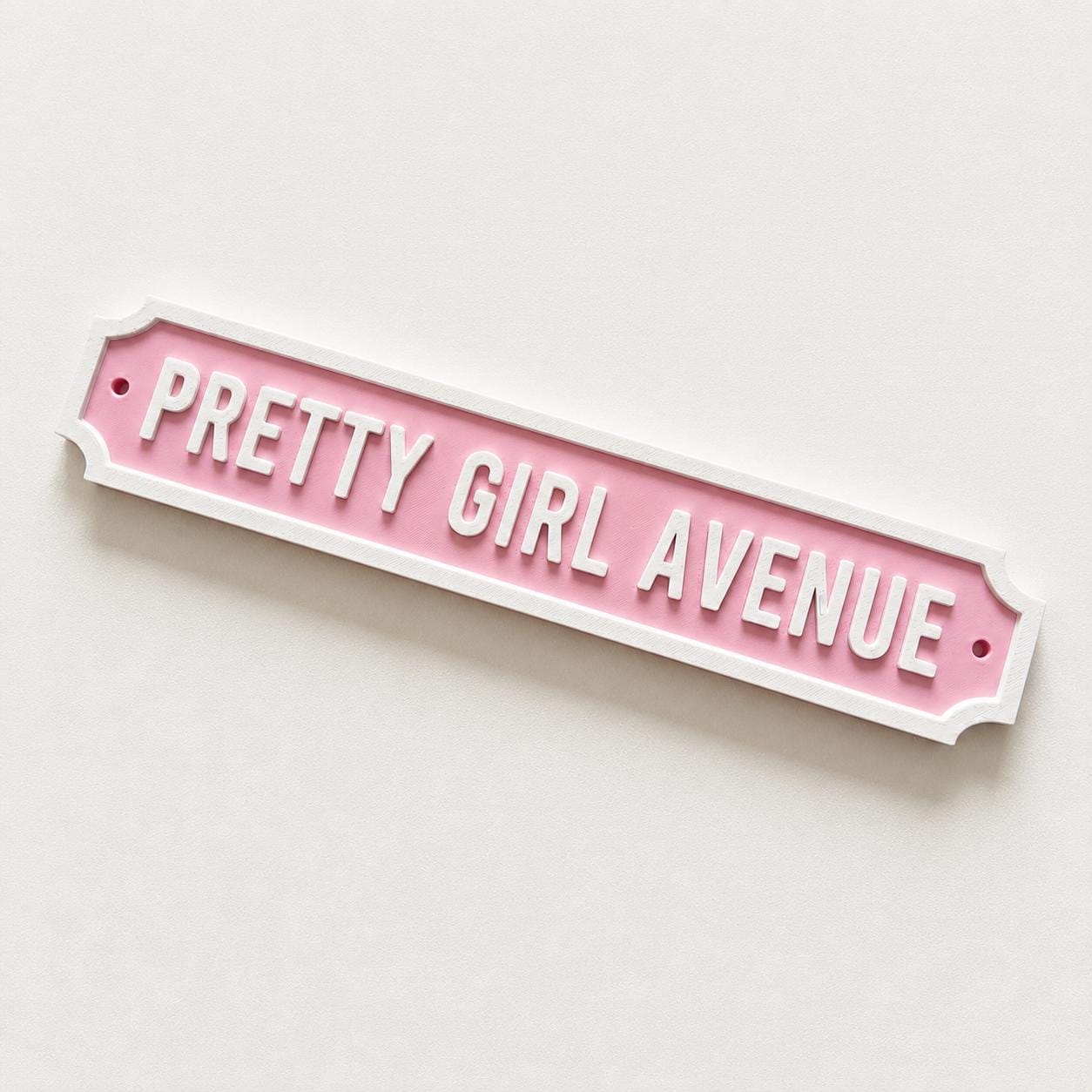 Pretty Girl Avenue Sign Girls Pink Bedroom Decor Door Decoration Plate Plaque