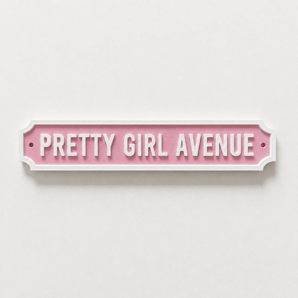 Pretty Girl Avenue Sign Girls Pink Bedroom Decor Door Decoration Plate Plaque