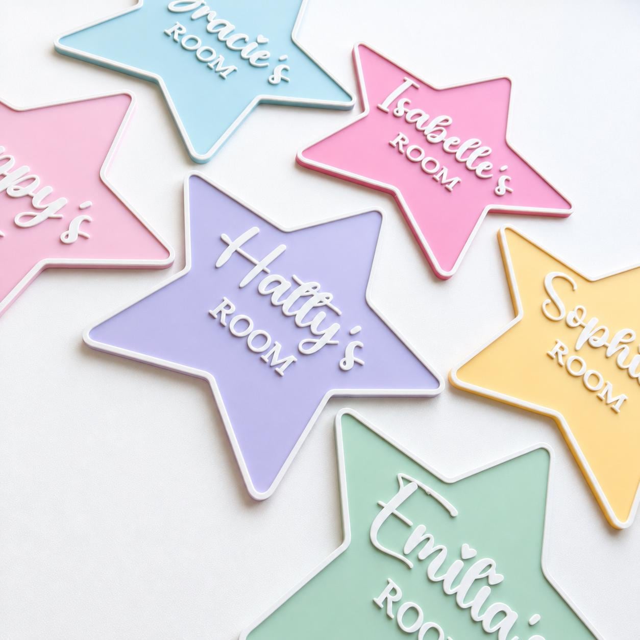 Personalised Name Door Sign – Custom Girls Bedroom Star Decoration Plate Plaque